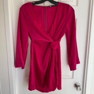 ZARA Wrap Style long sleeve size Med Hot Pink